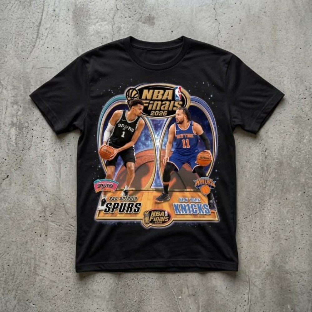 NBA Finals 2026 San Antonio Spurs vs New York Knicks Black Graphic Tee